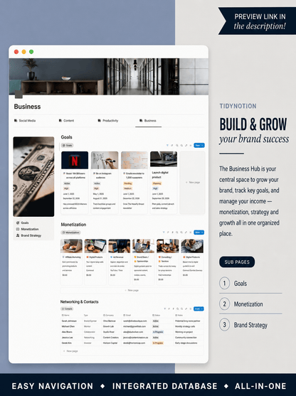 Stop running your content from scattered notes. One complete system, your Notion Social Media Planner, to handle your content, tasks, and growth — set up in 5 minutes. - TidyNotion